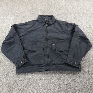 VTG Tommy Hilfiger Jacket Mens XL Black Military Cargo Utility Chin Strap 90s